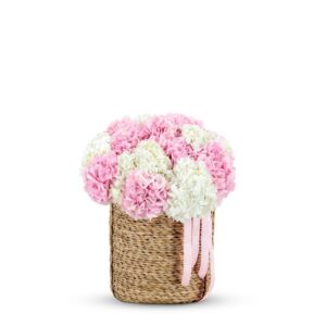 Pink and White Hydrangea Floral Basket