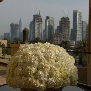 White hydrangea basket